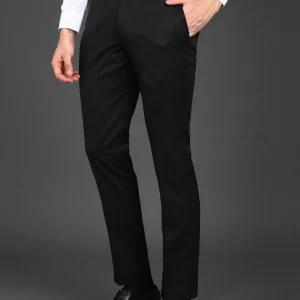 The Revenant men slim fit black Lycra blend trousers with stretchable fabric for office, formal, and casual wear
