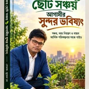 আজকের ছোট সঞ্চয় বাংলা ইবুকের প্রচ্ছদ, যেখানে ছোট সঞ্চয়, খরচ নিয়ন্ত্রণ ও ভবিষ্যতের আর্থিক পরিকল্পনা নিয়ে লেখক সুখেন দে-কে দেখা যাচ্ছে।